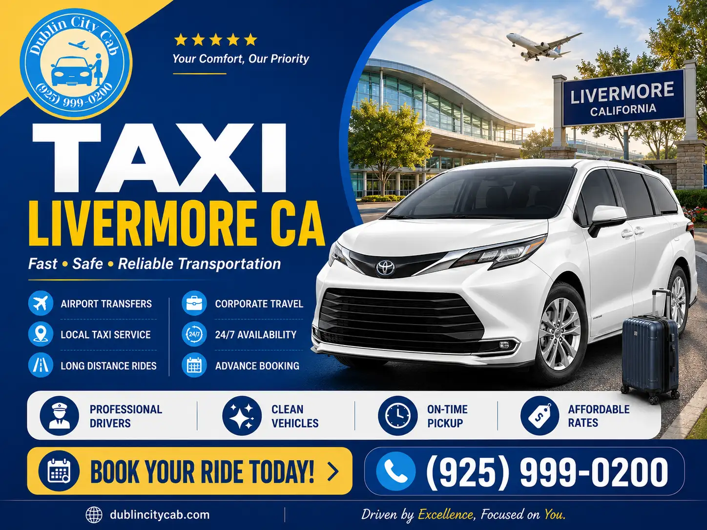 Reliable Taxi Livermore CA ride with professional drivers and clean vehicles