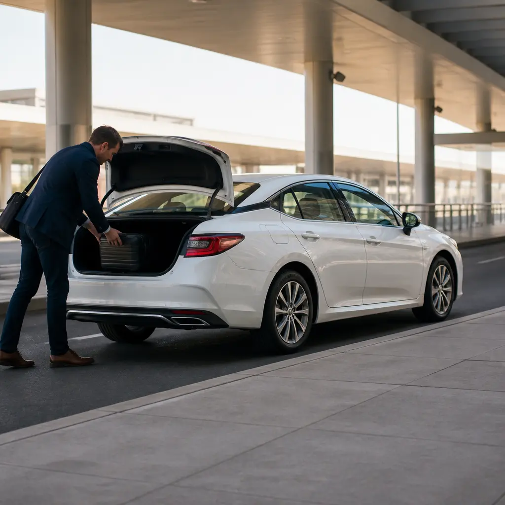 Passenger luggage being prepared for an airport transfer from Diablo