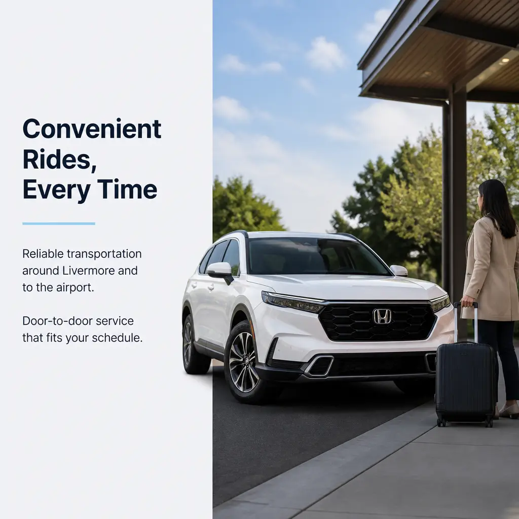 Traveler meeting a taxi for transportation in Livermore
