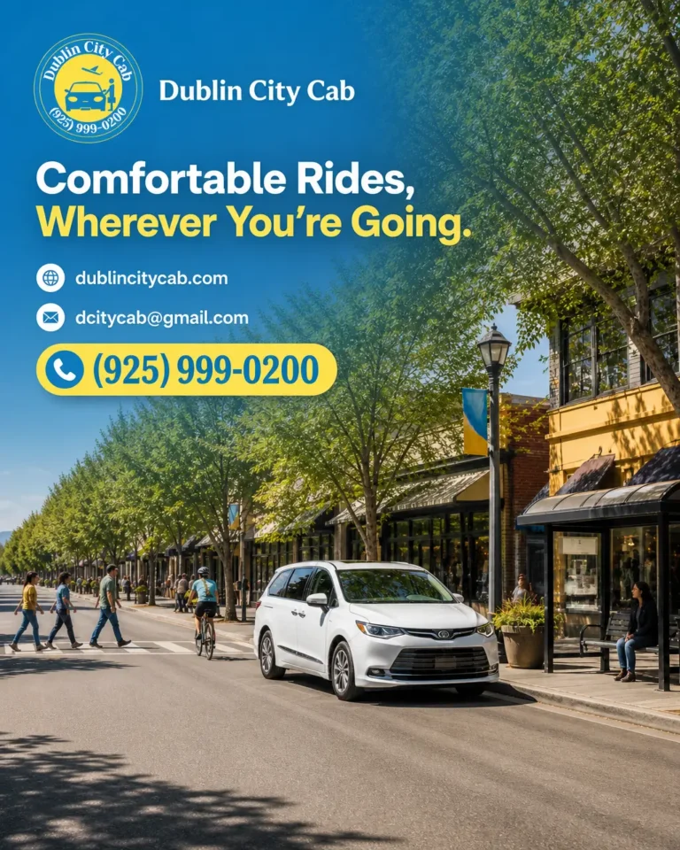 A realistic white minivan on a Livermore street, representing local car-free transportation options