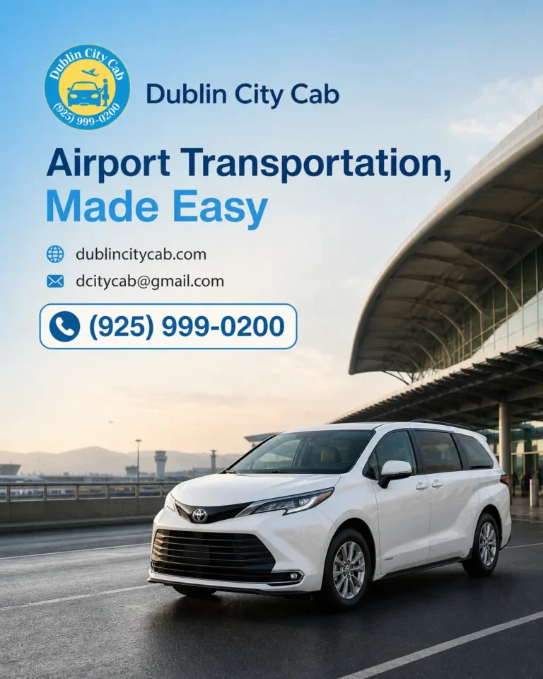 White 2026 Toyota Sienna on a road, representing a Dublin, CA to SFO trip.