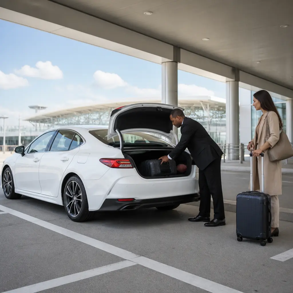 Private airport transportation with luggage support