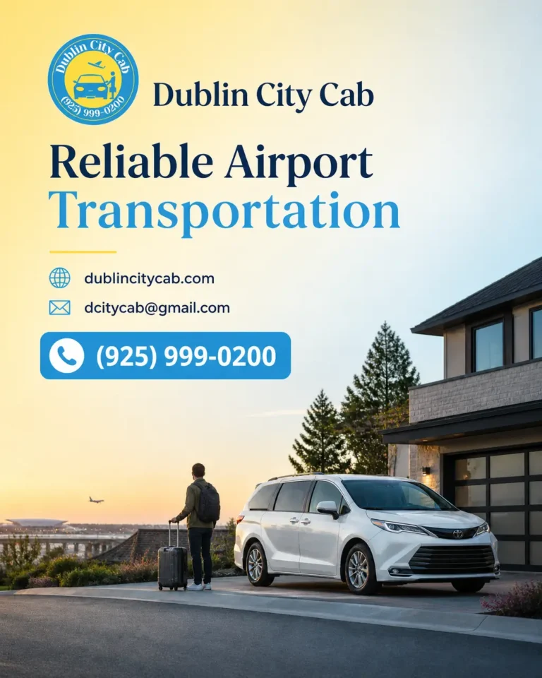 A white airport taxi-style sedan traveling toward San Francisco International Airport from San Ramon